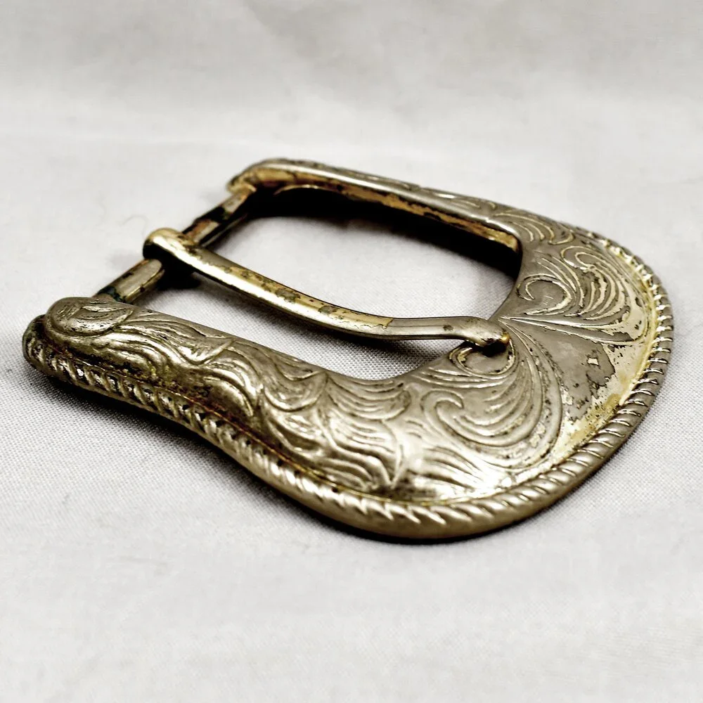 Vintage Belt Buckle Pin Buckle Western Filigree‎ Engraved Etched Gift